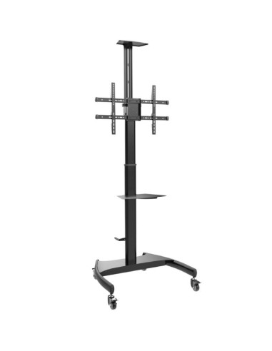 h2AISENS 8211 Soporte de Suelo ECO con Ruedas y Manivela Bandeja para DVD y Soporte de Camara para Monitor TV 50Kg de 37 70 Neg