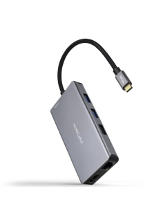 h2HUB USB C 9 en 1 Conversor USB C a 3 x USB A 2 x HDMI RJ45 TF SD USB C PD 100W Aluminio 15 cm Gris h2divHub USB C USB30br div