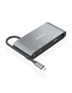 pul libAISENS USB C DOCK 8 EN 1 USB C A 1xHDMI 1xVGA 1xRJ45 2xUSB A 2xUSB C 5G 1xUSB C PD GRIS 20CM b li libDescripcion b li li