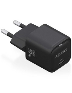 h2AISENS CARGADOR GaN 30W 1xUSB C PD30 QC40 NEGRO h2pCargador GaN USB C 30W para cargar portatiles moviles camaras y tablets et