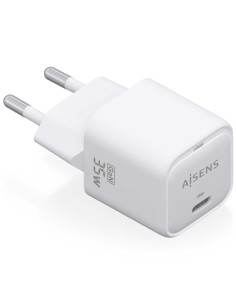 ph2AISENS CARGADOR GaN 35W 1xUSB C PD30 QC40 BLANCO h2pCargador GaN USB C 35W para cargar portatiles moviles camaras y tablets 