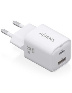 h2AISENS CARGADOR GaN 35W 1xUSB C PD30 QC40 1xUSB A QC30 BLANCO h2pCargador GaN USB C 35W para cargar portatiles moviles camara