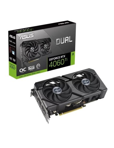 ph2ASUS Dual GeForce RTX8482 4060 Ti EVO OC Edition 16GB GDDR6 con dos potentes ventiladores de tecnologia Axial y un diseno de