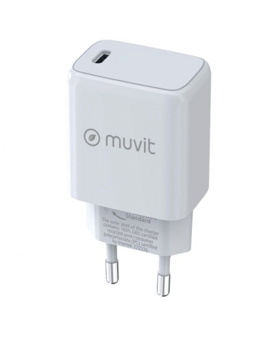 h2muvit for change cargador de pared Tipo C PD 20W blanco h2divpEn casa la oficina o donde lo puedas conectar carga tus disposi