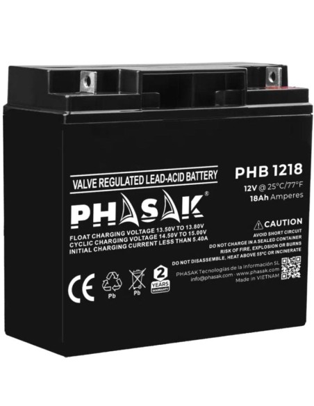 ph2Baterias 12V PHASAK h2pPlomo acido Baterias selladas PHASAK de plomo acido de 12V de 12 Ah ppCompatibles con los modelos de 
