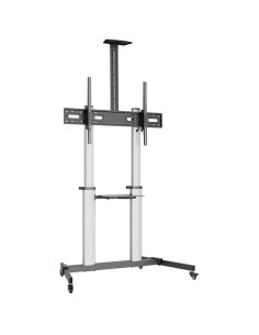 h2AISENS SOPORTE DE SUELO PRO CON RUEDAS BANDEJAS PARA DVD Y SOPORTE DE CaMARA PARA MONITOR TV 100KG DE 60 100 NEGRO PLATA h2pb