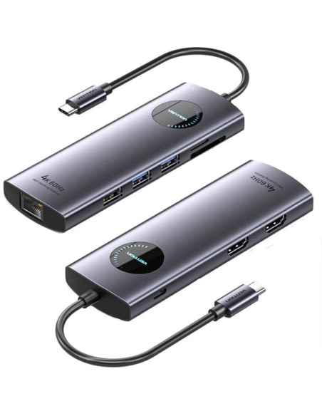 h2Docking StationnbspUSB C to HDMI x 2 USB 30 x 2 USB 20 RJ45 SD TF PD h2divPresentamos una estacion de acoplamiento elegante y