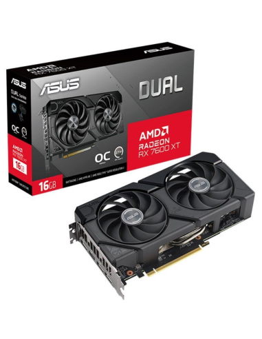 ph2ASUS Dual Radeon8482 RX 7600 XT OC Edition 16GB GDDR6 h2pbModo OC b hasta 2801 MHz Boost Clock hasta 2513 MHz Game Clock ppb