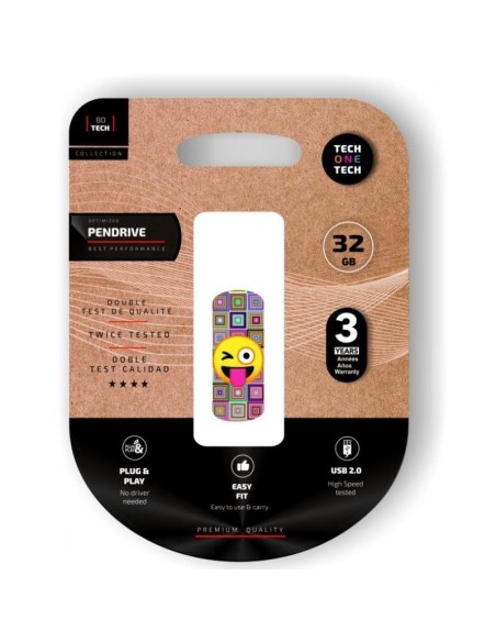 h2ClipTECH emoji guino 32 Gb pendrive h2p ppFormato Clip disenado para adjuntar a documentos y llevar comodamente de llavero pu