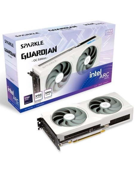 ph2Tarjeta grafica SPARKLE Intel Arc B570 GUARDIAN LUNA OC 10 GB GDDR6 TORN Refrigeracion 20 ventilador axial luz de respiracio