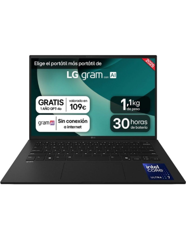 h2Portatil 14 LG gram 14ZD90T Intel Core8482 Arrow Lake 16 GB RAM 1 TB SSD Panel IPS WUXGA 1920x1200 Ligero 11 kg 30 h Negro h2