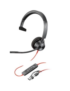 h2Auriculares monoaurales USB C Poly Blackwire 3310 con certificacion de Microsoft Teams adaptador USB C A h2pDisenados para of