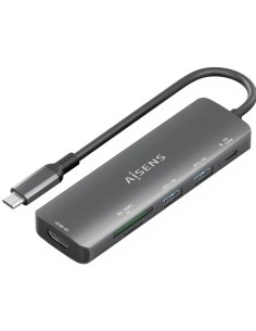 ph2strongAISENS USB C DOCK 6 EN 1 USB C A 1xHDMI 2xUSB A 1xUSB C PD 100W 1xSD 1xMICRO SD GRIS 15CM strong h2pConversor USB C a 