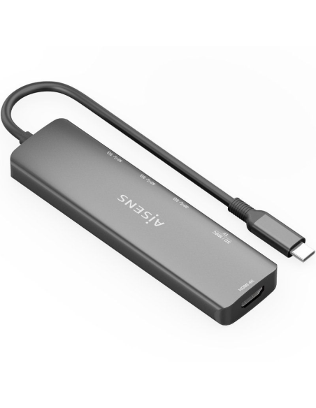 ph2strongAISENS USB C DOCK 6 EN 1 USB C A 1xHDMI 3xUSB A 1xSD 1xMICRO SD GRIS 15CM strong h2pConversor USB C a 1xHDMI 3xUSB A 1