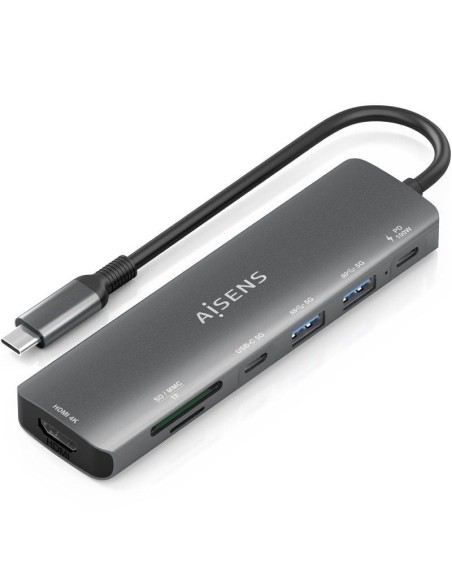 pp pdivh2strongAISENS USB C DOCK 7 EN 1 USB C A 1xHDMI 2xUSB A 1xUSB C 1xUSB C PD 100W 1xSD 1xMICRO SD GRIS 15CM strong h2pConv