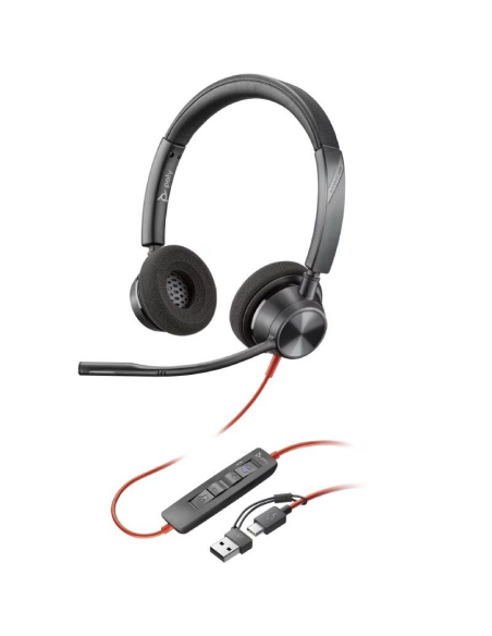 ph2Auriculares estereo Poly Blackwire 3320 con certificacion Microsoft Teams USB C Adaptador USB C A h2pDiseno elegante y centr