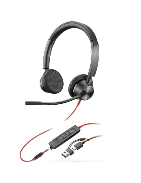 p ph2Auriculares estereo Poly Blackwire 3325 con certificacion Microsoft Teams USB C Conector de 35 mm Adaptador USB C A h2pDis