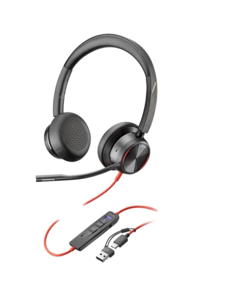 h2Auriculares estereo USB C Poly Blackwire 8225 con certificacion de Microsoft Teams adaptador USB C A h2divpReduzca el ruido y