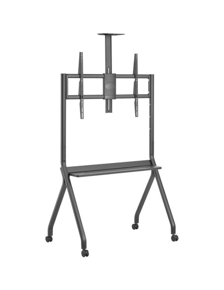 ph2AISENS SOPORTE DE SUELO PRO CON RUEDA 1 BANDEJA Y SOPORTE DE CaMARA PARA PANTALLA INTERACTIVA TV 120KG DE 55 100 NEGRO h2h2E