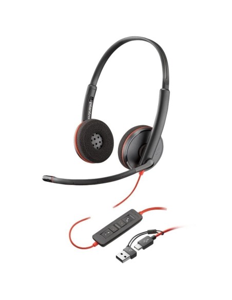 h2Auriculares estereo USB C Poly Blackwire 3220 negros adaptador USB C A a granel h2divLos auriculares UC serie Blackwire 3200 