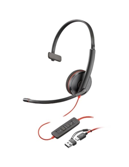 h2Auriculares monoaurales USB C Poly Blackwire 3210 adaptador USB C A a granel h2pLos auriculares UC serie Blackwire 3200 alamb