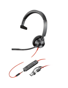 h2Auriculares monoaurales USB C Poly Blackwire 3315 con certificacion de Microsoft Teams conector de 35 mm adaptador USB C A h2