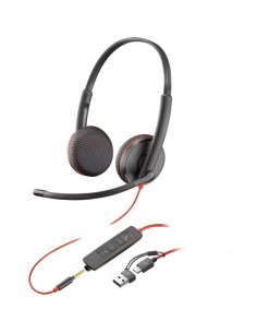 h2Auriculares estereo Poly Blackwire 3225 conector de 35 mm adaptador USB C A a granel h2ppLos auriculares UC serie Blackwire 3