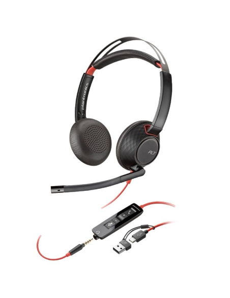 h2Auriculares estereo Poly Blackwire 5220 USB C conector de 35 mm adaptador USB C A a granel h2divpLa serie 5200 de Blackwire t