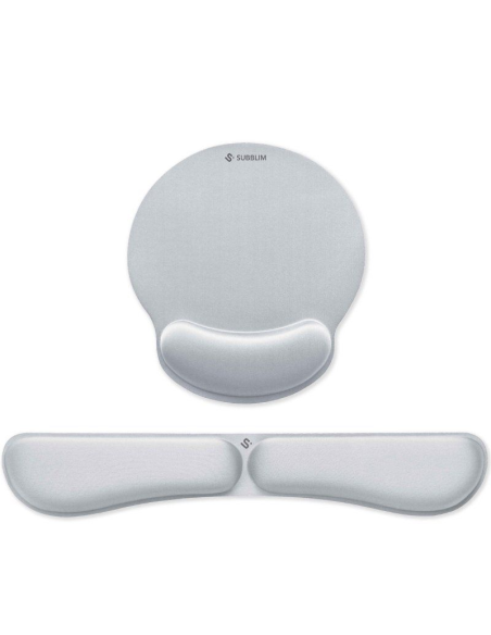 Pack de reposamuñecas y alfombrilla ergonómica subblim ergo memoryflex/ plateadas