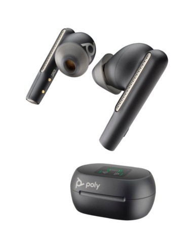 h2Audifonos Poly Voyager Free 60 UC M negro carbon adaptador BT700 USB C estuche de carga con pantalla tactil h2pSintonice con 