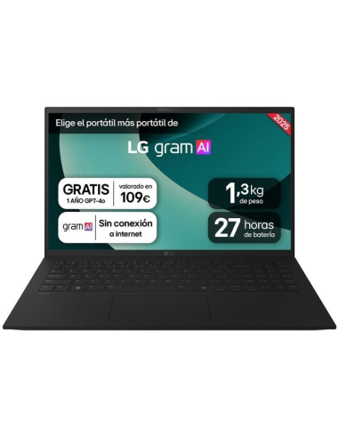 h2Portatil 15 LG gram 15ZD80T AMD Ryzen AI 5 16 GB RAM 512 GB SSD h2divp pul liCon solo 1290 g de peso hasta 27 horas de bateri