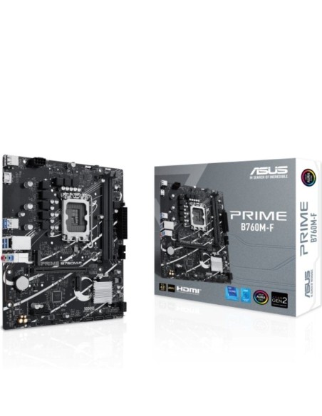 h2ASUS PRIME B760M F una placa base micro ATX Intel B760 LGA 1700 con PCIe 40 dos ranuras PCIe 40 M2 DDR5 Ethernet Realtek de 1