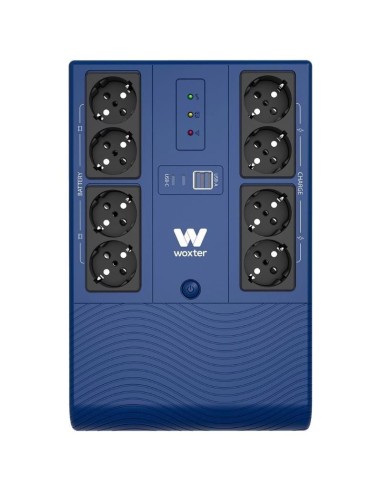 ph2WOXTER MULTIBASE UPS 1200 VA h2pSAI Woxter Multibase 1200VA con bateria de 12V 7Ah 8 tomas Schuko y proteccion contra cortes