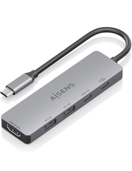 h2ASUC 5P028 GR 8211 USB C Dock 5 en 1 USB C a 1xHDMI 2xUSB A 1xUSB C 1xUSB C PD Gris 15CM h2ppulliConversor USB C a 1xHDMI 2xU