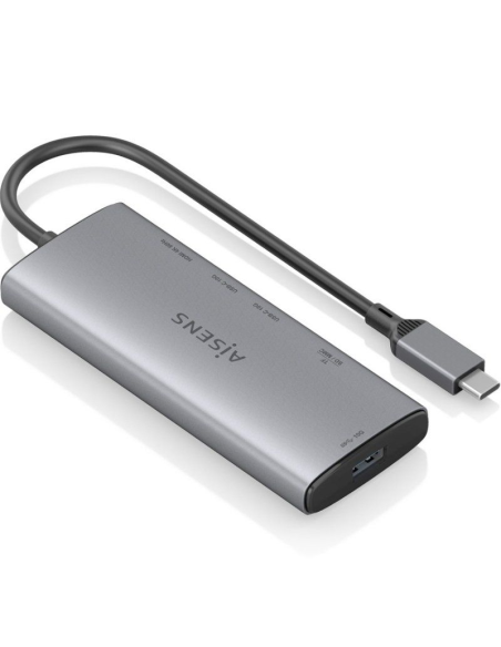 h2ASUC 6P029 GR 8211 USB C Dock 6 en 1 USB C a 1xHDMI 1xUSB A 10G 2xUSB C 10G 1xSD 1xMicro SD Gris 20CM h2ppulliConversor USB C