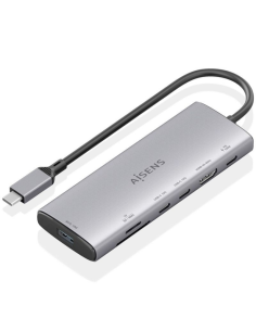h2ASUC 7P031 GR 8211 USB C Dock 7 en 1 USB C a 1xHDMI 1xUSB A 10G 2xUSB C 10G 1xSD 1xMicro SD 1xUSB C PD 100W Gris 20CM h2divAI