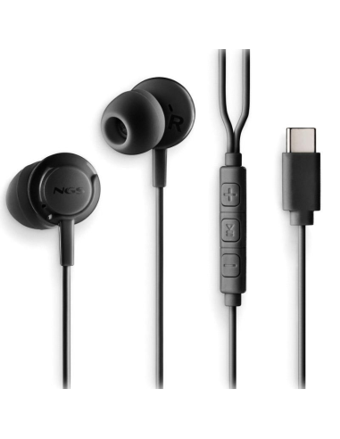 p ph2CROSS STEP BLACK h2pAuriculares intraurales con microfono y boton multifuncion Conexion tipo USB C pp pul liAuriculares de