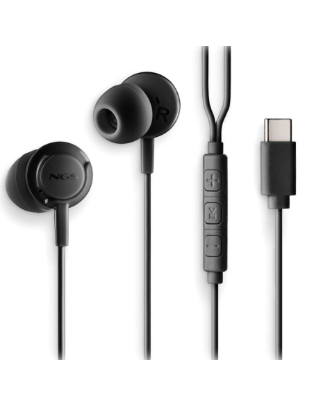 p ph2CROSS STEP BLACK h2pAuriculares intraurales con microfono y boton multifuncion Conexion tipo USB C pp pul liAuriculares de