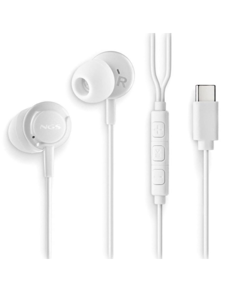 ph2CROSS STEP WHITE h2pAuriculares intraurales con microfono y boton multifuncion Conexion tipo USB C ppul liAuriculares de bot