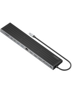 h2ASUC 13P042 GR 8211 USB C Dock 13 en 1 USB C a 2xHDMI 1xDisplayport 1xRJ45 3xUSB A 2xUSB C 1xUSB C PD 1xSD 1xMicro SD 1xAudio