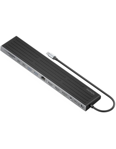 h2ASUC 13P042 GR 8211 USB C Dock 13 en 1 USB C a 2xHDMI 1xDisplayport 1xRJ45 3xUSB A 2xUSB C 1xUSB C PD 1xSD 1xMicro SD 1xAudio