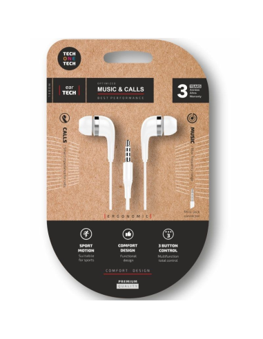 h2Auriculares soft earTECH white intrauditivos jack h2ppAuriculares soft earTECH ergonomicos sonido estereo con microfono contr