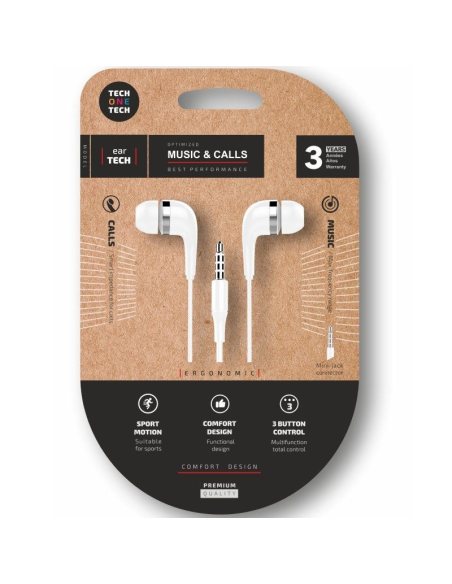 h2Auriculares soft earTECH white intrauditivos jack h2ppAuriculares soft earTECH ergonomicos sonido estereo con microfono contr