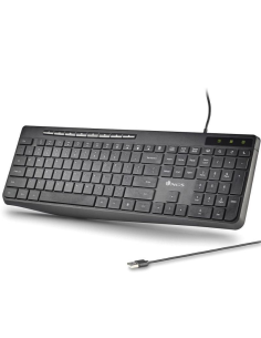 h2SPECTRA h2divpTECLADO CON CABLE ULTRA SLIM Y SILENCIOSO CON CONEXIoN USB A pul liTeclado multimedia plano con teclas silencio