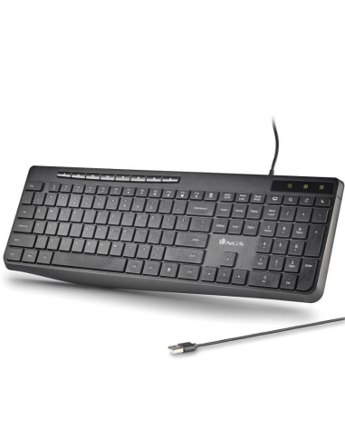h2SPECTRA h2divpTECLADO CON CABLE ULTRA SLIM Y SILENCIOSO CON CONEXIoN USB A pul liTeclado multimedia plano con teclas silencio