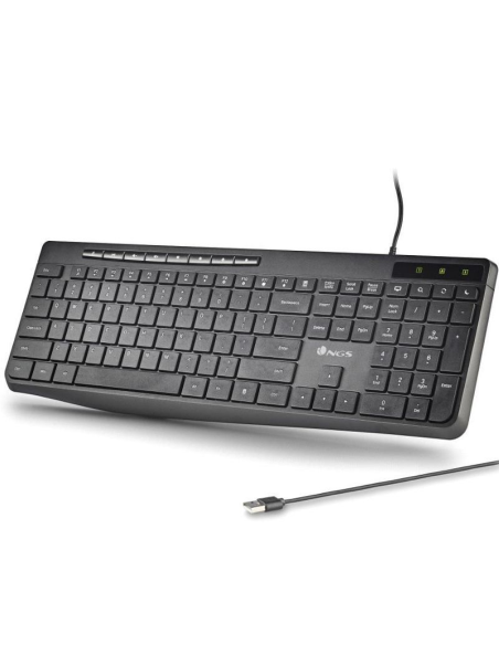 h2SPECTRA h2divpTECLADO CON CABLE ULTRA SLIM Y SILENCIOSO CON CONEXIoN USB A pul liTeclado multimedia plano con teclas silencio