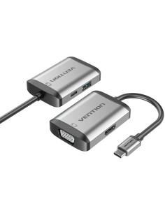 h2Conversor USB tipo C a HDMI VGA USB30 PD 015 M tipo de metal gris h2divh2Conectese a un televisor de pantalla grande h2pInter