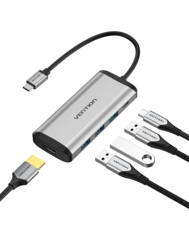 p ph2Convertidor tipo C a HDMI USB303 PD h2ul liConcentrador USB C 5 en 1 Equipado con salida HDMI 4K PD de 100 W y 3 puertos U