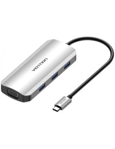 h2Vention Type C HDMI VGA USB 3 USB 30 1Type C 31 PD h2divpEl concentrador USB multifuncional Vention 6 en 1 proporciona una fu