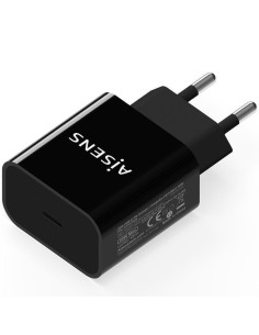 ph2AISENS CARGADOR USB C PD30 1 PUERTO 1xUSB C 20W NEGRO h2Cargador USB C 20W para cargar moviles camaras y tablets etc brDisen